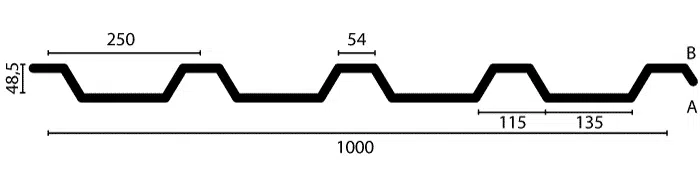 Nordblech 50/250 Querschnitt, Dachprofil