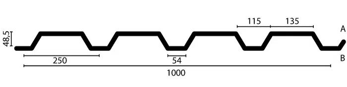 Nordblech 50/250 Querschnitt, Wandprofil