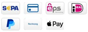 Mögliche Zahlungsmethoden vom Onlineshop der HNB Nordbleche GmbH.