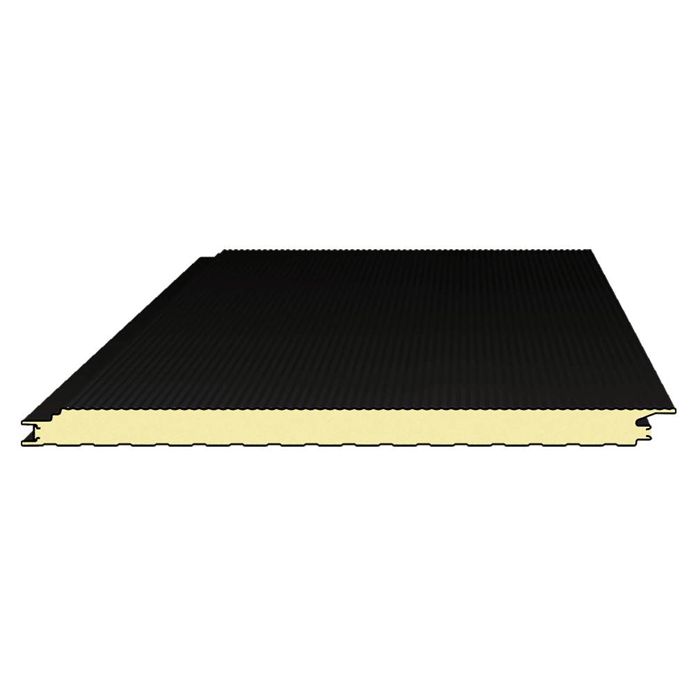 2a Sandwichpaneel Wand – vb, 100 mm, 9005 (FIP), BEREITS MONTIERT
